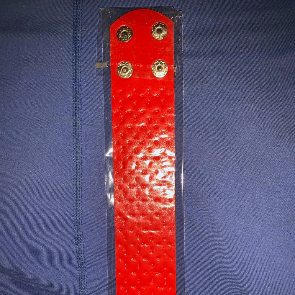 Red Leather Studded Bracelet - Picture 5 of 6